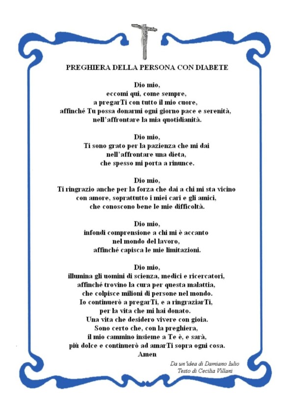 Diabete: la preghiera