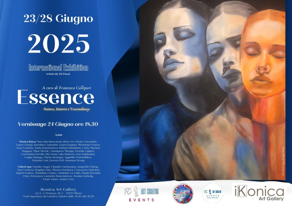 La locandina della mostra internazionale "Essence" a Milano all'iKonica Art Gallery